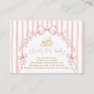 Cute A little lamb Pink Bow Floral Books for Baby Enclosure Card
