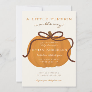 Cute A Little Pumpkin Is On The Way Baby Shower Invitation