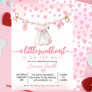 Cute A little Sweetheart Valentine's Baby Shower Invitation