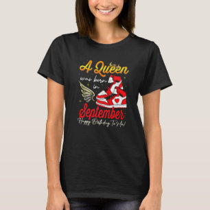 Cute A Queen Was Born In September Women Girls Sne T-Shirt