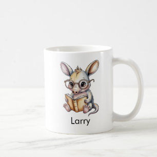 Cute Aardvark Reading a Book Custom Coffee Mug