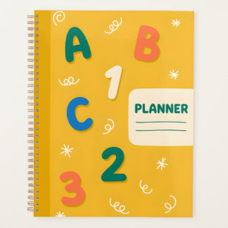 Cute ABC 123 Planner Mustard Yellow