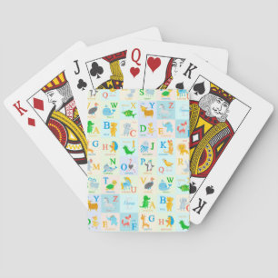 Cute ABC Animal Alphabet Pattern with First Name Playing Cards