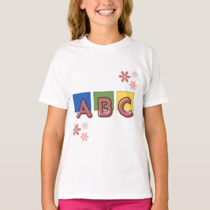 Cute ABC Kids Learning T-Shirt Colourful Alphabet 