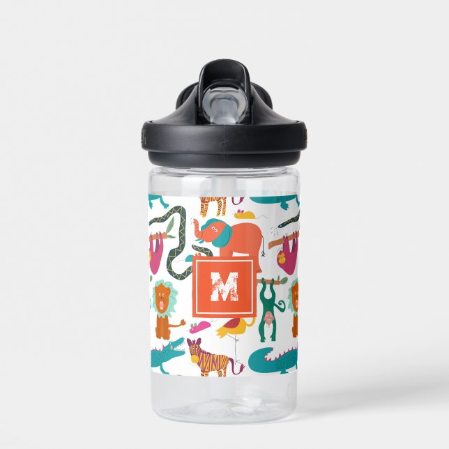 Cute Abstract Animals Kids Pattern Water Bottle (Front)
