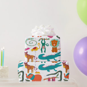 Cute Abstract Animals Kids Pattern Wrapping Paper