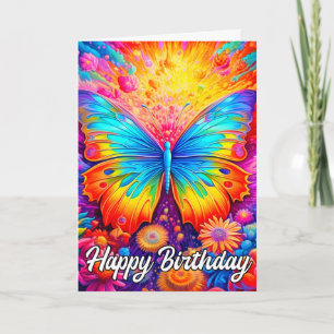 Cute Abstract Artistic Butterfly Happy Birthday Card