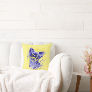 Cute Abstract Blue Chihuahua Throw Pillow