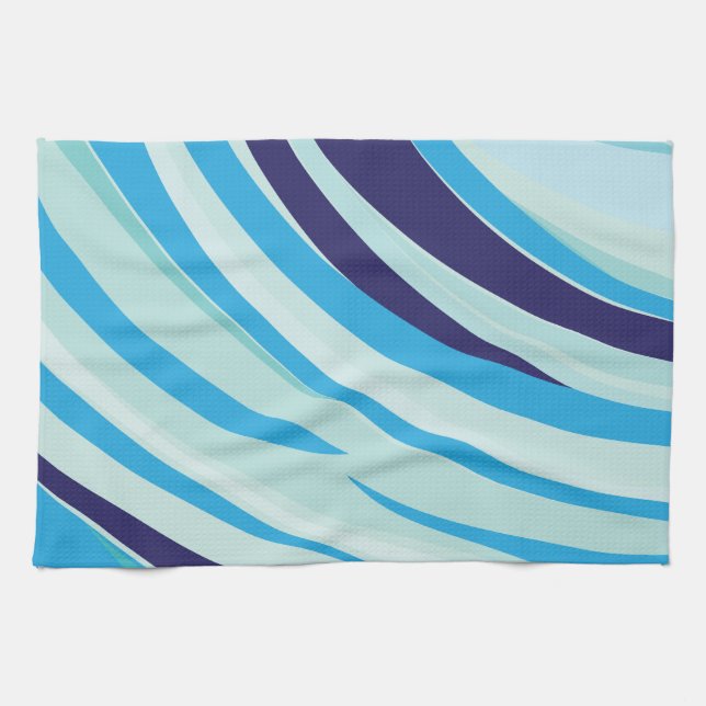 Cute Abstract Blue Diagonal Stripe  Tea Towel (Horizontal)