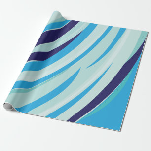 Cute Abstract Blue Diagonal Stripe Wrapping Paper