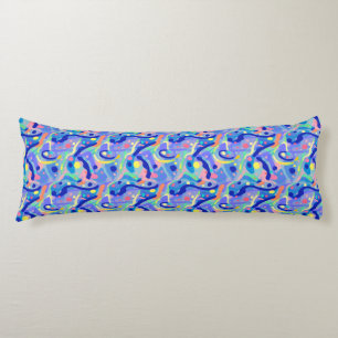 Cute Abstract Blue Pastel Neon Repeating Pattern Body Cushion