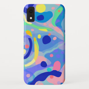 Cute Abstract Blue Pastel Neon Repeating Pattern iPhone XR Case