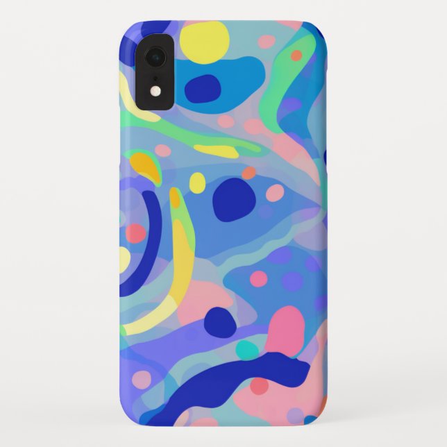 Cute Abstract Blue Pastel Neon Repeating Pattern Case-Mate iPhone Case (Back)