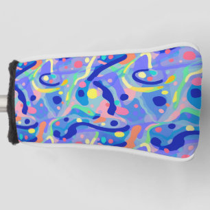 Cute Abstract Blue Pastel Neon Repeating Pattern Golf Head Cover