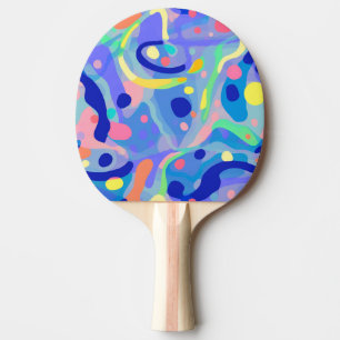 Cute Abstract Blue Pastel Neon Repeating Pattern Ping Pong Paddle
