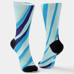 Cute Abstract Blue Shades Stripe Pattern Cute Socks