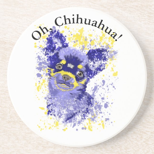 Cute Abstract Chihuahua Sandstone Coaster (Front)