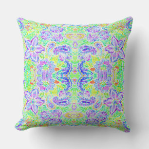 Cute abstract colourful spring flowers cushion