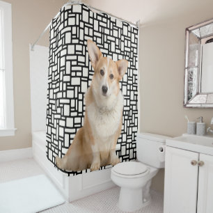 Cute Abstract Corgi Pattern Shower Curtain