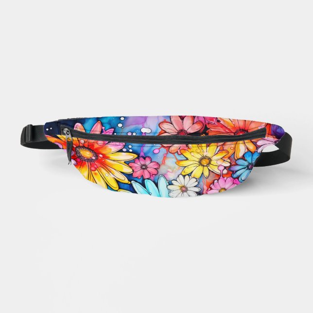 Cute Abstract Daisy Flower Art Bum Bags (Front)