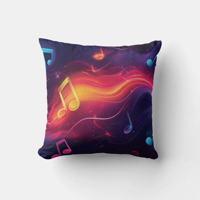 Cute abstract design of floating musical notes cushion (Front)