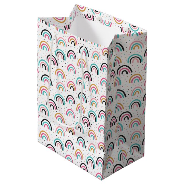 Cute Abstract Doodle Pattern Medium Gift Bag (Front Angled)