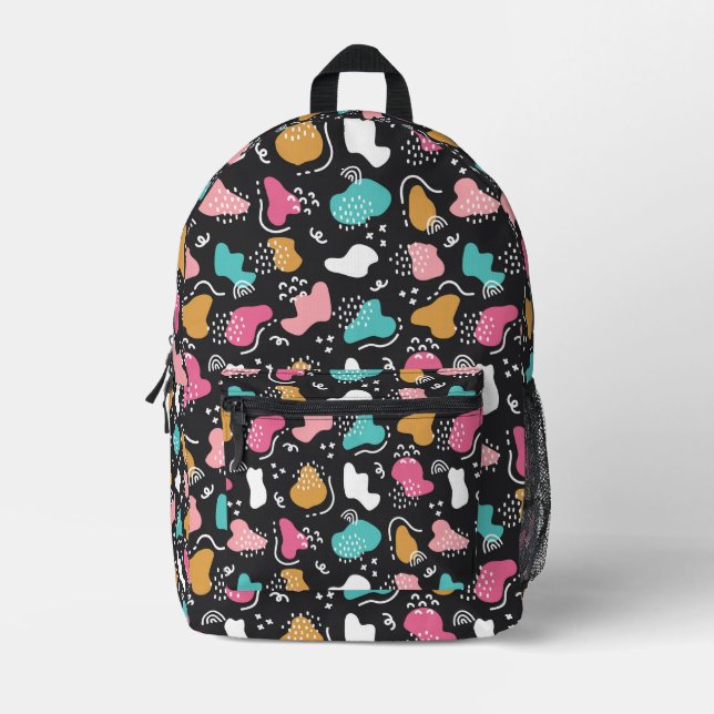 Cute Abstract Doodle Printed Backpack (Front)