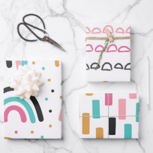 Cute Abstract Doodle Rainbow Strokes Wrapping Paper Sheet