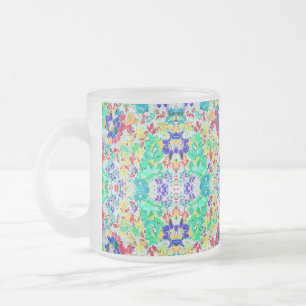 Cute abstract floral pattern frosted glass coffee mug