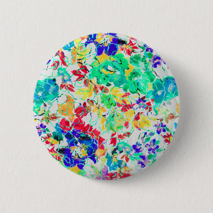 Cute abstract floral pattern jigsaw puzzle 6 cm round badge