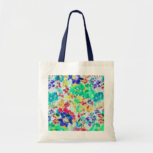 Cute abstract floral pattern jigsaw puzzle tote bag (Front)