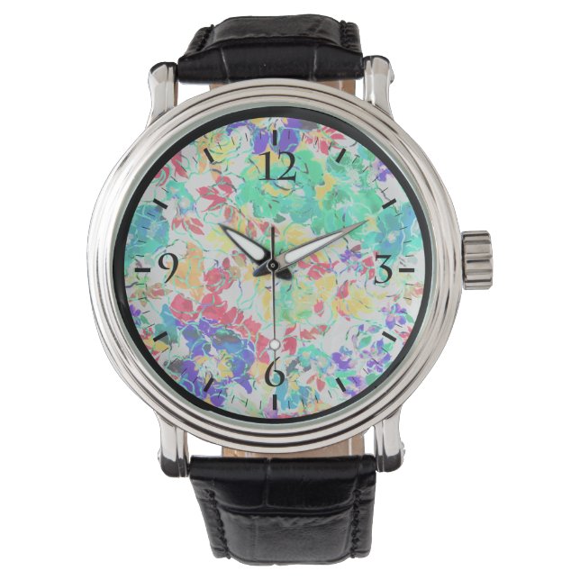 Cute abstract floral pattern jigsaw puzzle watch (Front)