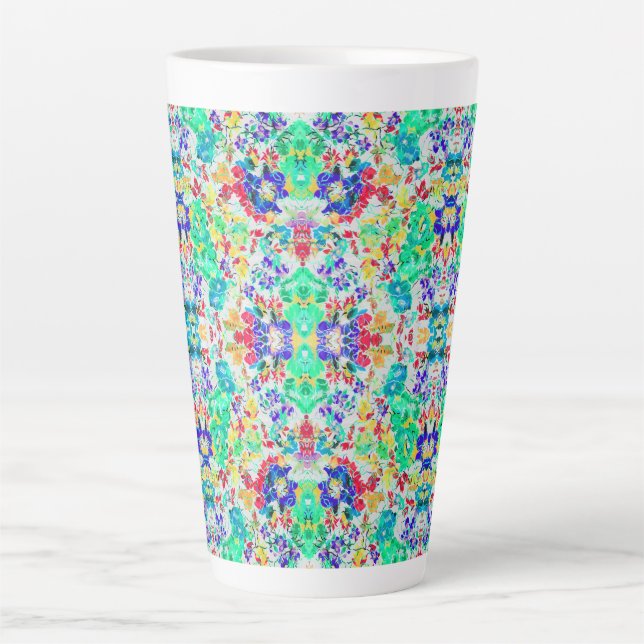 Cute abstract floral pattern latte mug (Front)