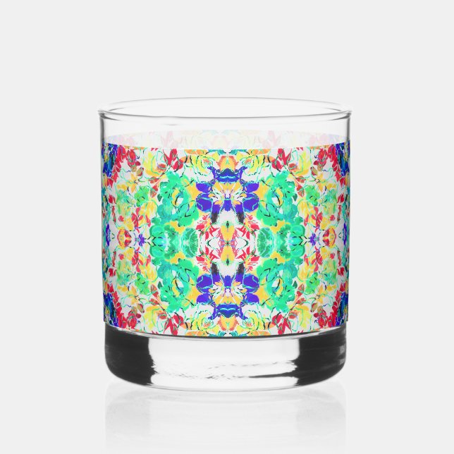 Cute abstract floral pattern whiskey glass (Front)