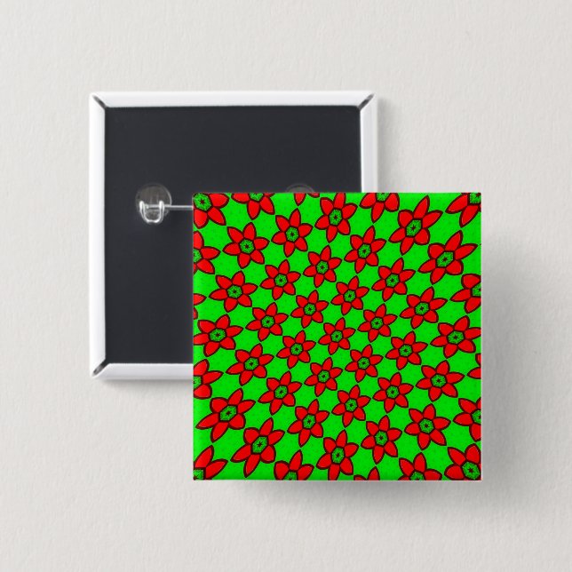Cute Abstract Flowers Pattern 15 Cm Square Badge (Front & Back)