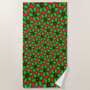 Cute Abstract Flowers Pattern Beach Towel