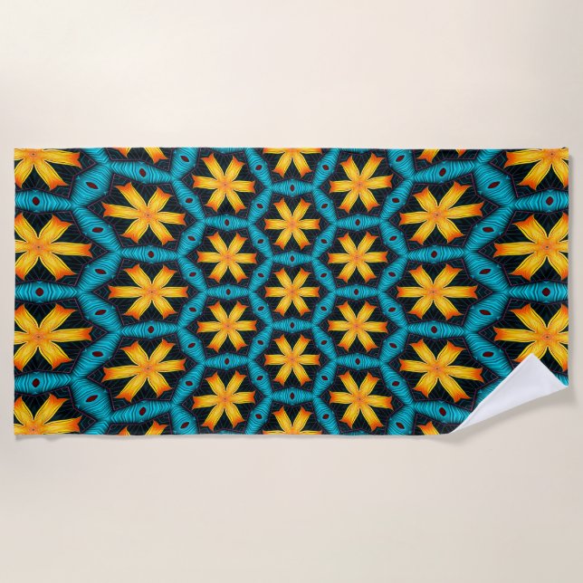 Cute Abstract Flowers Pattern Beach Towel (Front)