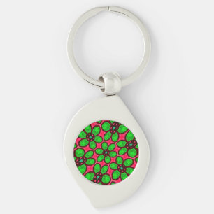Cute Abstract Flowers Pattern Key Ring