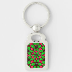 Cute Abstract Flowers Pattern Key Ring