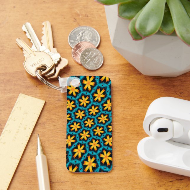 Cute Abstract Flowers Pattern Key Ring (Desk)