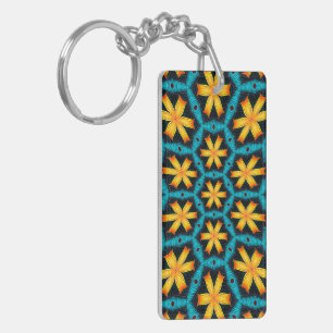 Cute Abstract Flowers Pattern Key Ring