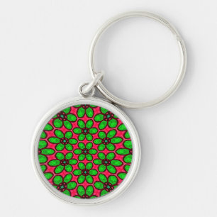 Cute Abstract Flowers Pattern Key Ring