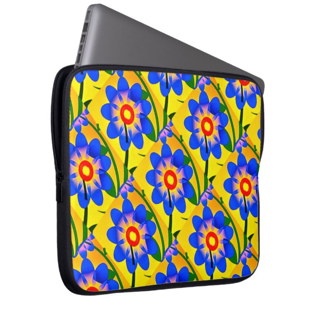 Cute Abstract Flowers Pattern Laptop Sleeve (Front Right)
