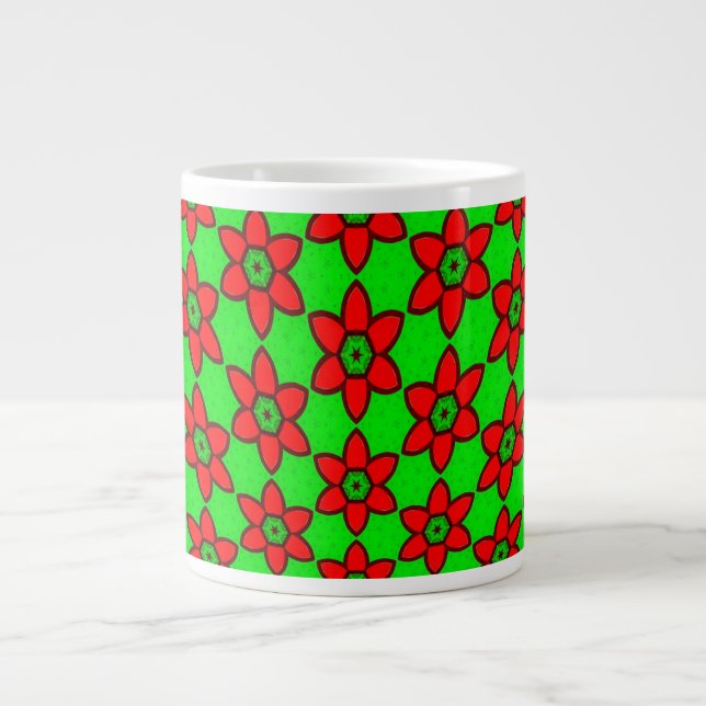 Cute Abstract Flowers Pattern Large Coffee Mug (Front)