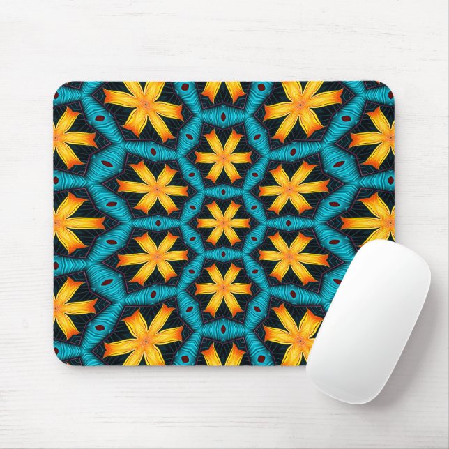 Cute Abstract Flowers Pattern Mouse Mat (With Mouse)