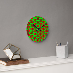 Cute Abstract Flowers Pattern Round Clock