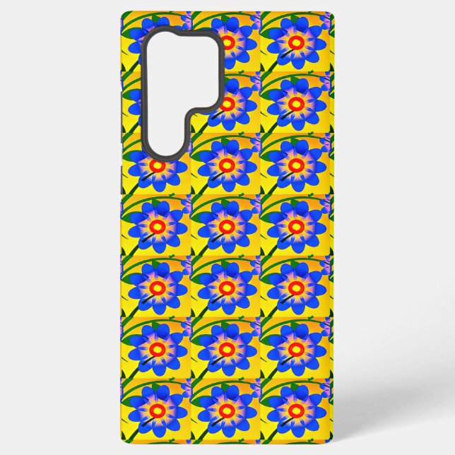 Cute Abstract Flowers Pattern Samsung Galaxy S22 Ultra Case (Back)