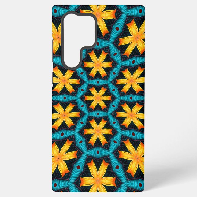 Cute Abstract Flowers Pattern Samsung Galaxy S22 Ultra Case (Back)