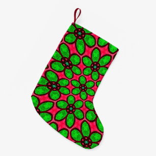 Cute Abstract Flowers Pattern Small Christmas Stocking