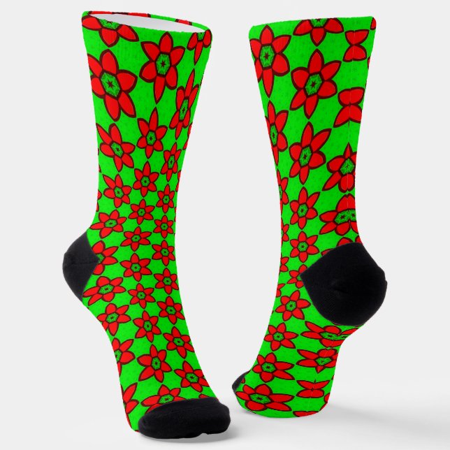 Cute Abstract Flowers Pattern Socks (Angled)